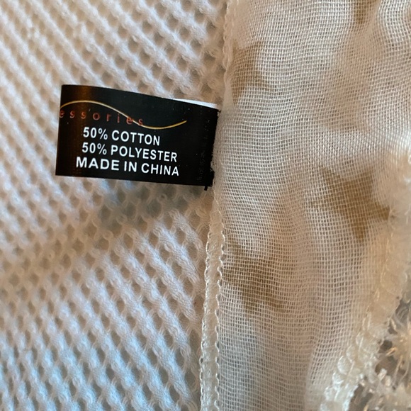 3 for $15! Light triangle scarf with Gold star motif. Crocheted lace details. - Picture 4 of 11